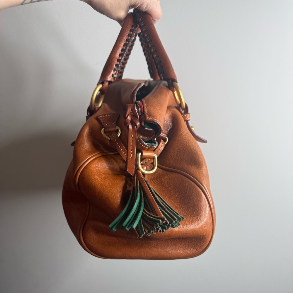 Dooney & Bourke Florentine Brown Leather Satchel Old Money Aesthetic Classic Bag - Picture 3 of 4